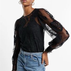 Express Lace Long sleeve Crewneck Top M
